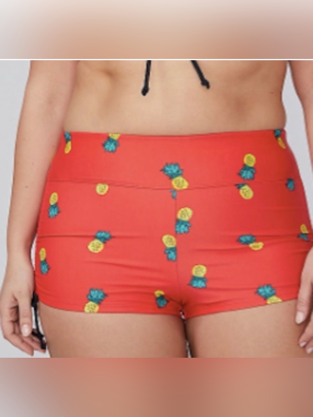 Cacique Red Pineapple-Print Swim Boyshorts